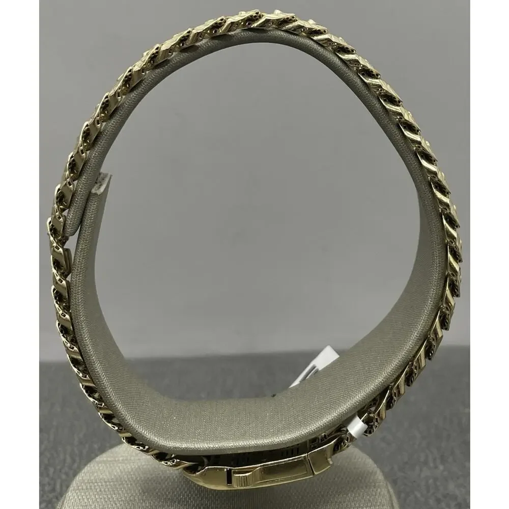 10K Yellow Gold Curb Link Diamond Cut Bracelet (22182)